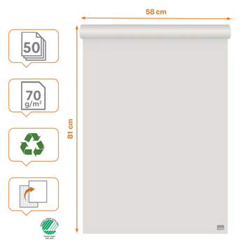 NOBO Flipoverblok Blanco, Geruit 58 x 81 cm 50 70 g/m² 50 Vellen (1915659)
