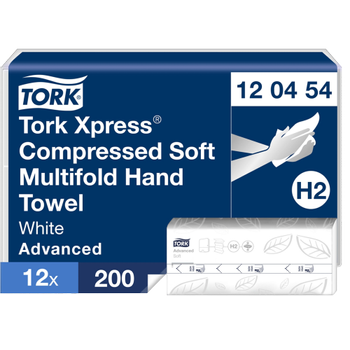 Tork Xpress - Advanced  Handdoek H2 M-vouw Wit 2-laags 120454 12 Stuks à 200 Vellen (120454)