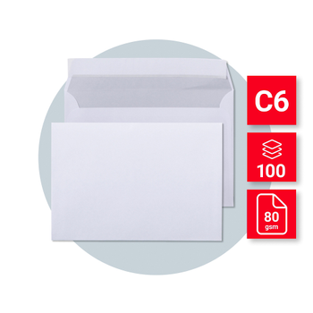 VIKING C6 Kleefstrip Enveloppen Wit 162 (B) x 114 (H) mm Zonder venster 80 g/m² 100 Stuks (30130833)