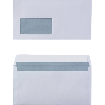 VIKING DL Kleefstrip Enveloppen Wit 220 (B) x 110 (H) mm Met venster 80 g/m² 100 Stuks (30130838)