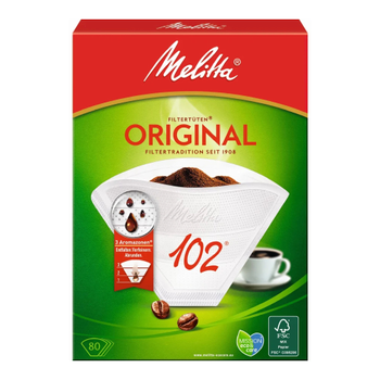 Melitta ORIGINAL 102 Koffiefilters Wit 124 mm Pak van 80 (206919)