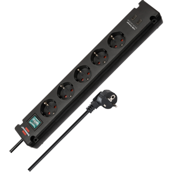 BRENNENSTUHL Bremounta Stekkerdoos 5-voudig, 2 x USB-C, 3 m Zwart 1150660415 (1150660415)