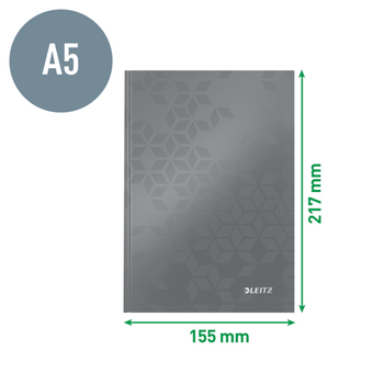 LEITZ WOW Notitieboek A5 vierkant met harde kaft 46281095 160 Pagina's 80 vellen Zwart (46281095)