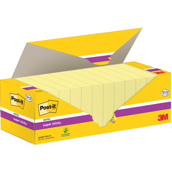 POST-IT Super Sticky Notes 76 x 76 mm Kanariegeel 24 Blokken à 90 vellen 12 + 12 Gratis (7100290162)