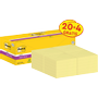 POST-IT Super Sticky Notes 76 x 76 mm Geel 24 Blokken à 90 Vellen Value Pack 20+4 Gratis (654-SSCY VP24)