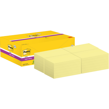 POST-IT Super Sticky Notes 76 x 127 mm Geel 24 Blokken à 90 Vellen Value Pack 20+4 Gratis (655-SSCY VP24)
