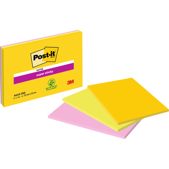POST-IT Super Sticky Notes 152 x 101 mm Kleurenassortiment 3 Blokken à 45 Vellen (6445-3SS-EU)