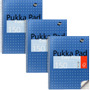 PUKKA Metallic Schrijfblok A4 Geruit Dubbeldraads Zijgebonden Karton Harde rug Metallic blauw Geperforeerd 150 Pagina's 3 stuks à 150 vellen