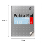 PUKKA Metallic Schrijfblok A4 Geruit Dubbeldraads Zijgebonden Karton Harde rug Grijs Geperforeerd 100 Pagina's Pak van 3 (EM003SQ)