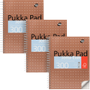 PUKKA Metallic Schrijfblok A4 Geruit Dubbeldraads Zijgebonden Karton Harde rug Brons Geperforeerd 300 Pagina's Pak van 3