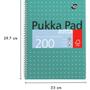 PUKKA Metallic Schrijfblok A4 Gelinieerd Dubbeldraads Zijgebonden Karton Harde rug Groen Geperforeerd 200 Pagina's Pak van 3 (JM018)