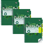 PUKKA Recycled Schrijfblok A4 Geruit Dubbeldraads Zijgebonden Karton Harde rug Groen Geperforeerd 200 Pagina's Pak van 3