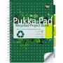 PUKKA Recycled Schrijfblok A4 Geruit Dubbeldraads Zijgebonden Karton Harde rug Groen Geperforeerd 200 Pagina's Pak van 3 (6050-RECSQ)