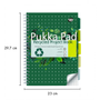 PUKKA Recycled Schrijfblok A4 Geruit Dubbeldraads Zijgebonden Karton Harde rug Groen Geperforeerd 200 Pagina's Pak van 3 (6050-RECSQ)