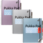 PUKKA Metallic Schrijfblok A4 Geruit Dubbeldraads Zijgebonden Harde rug Kleurenassortiment Geperforeerd 200 Pagina's Pak van 3