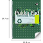 PUKKA Recycled Schrijfblok A4 Geruit Dubbeldraads Zijgebonden Karton Harde rug Groen Geperforeerd 110 Pagina's Pak van 3 (RCA4/110-3SQ)