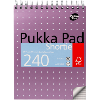PUKKA Metallic Notitieblok Geruit Dubbeldraads Bovengebonden Karton Harde rug Paars Geperforeerd Pak van 3 (SM024SQ)