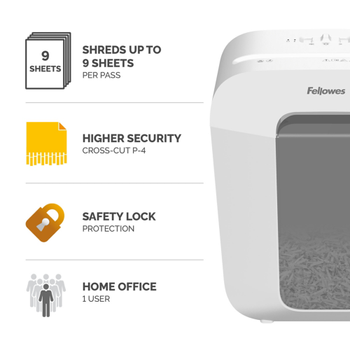 FELLOWES Handmatig Papierversnipperaar 9 vellen Snippers Veiligheidsniveau P-4, T-4, 17 L LX50 (100110064)