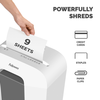 FELLOWES Handmatig Papierversnipperaar 9 vellen Snippers Veiligheidsniveau P-4, T-4, 17 L LX50 (100110064)