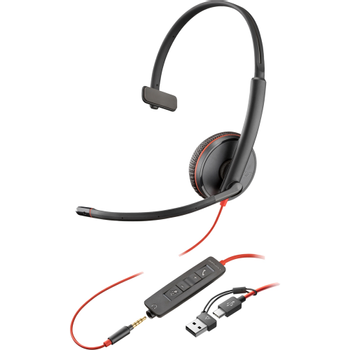 HP Poly Blackwire 3215 Headset Hoofd Met microfoon Mono Zwart (8X227AA)