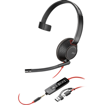 HP Poly Blackwire 5210 Headset Hoofd Met microfoon Stereo Zwart (8X230AA)