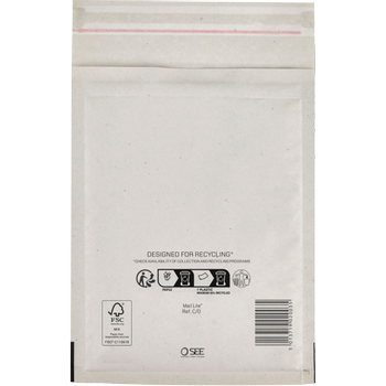 MAIL LITE Gevoerde enveloppen C/0 Wit Zonder venster Kleefstrip 200 Stuks (101273346)