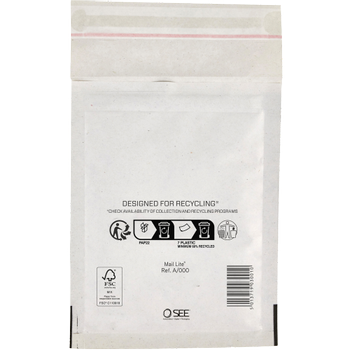 MAIL LITE Gevoerde enveloppen A/000 Wit Zonder venster Kleefstrip 200 Stuks (101273426)