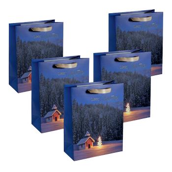 SIGEL Large Geschenktas Papier Blauw 26 x 12 x 33 cm 5 Stuks (GT115)