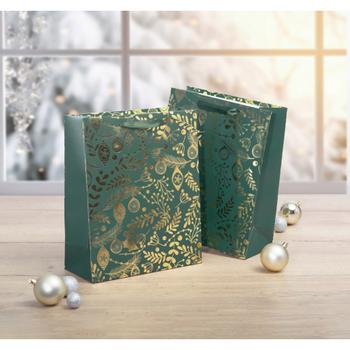 SIGEL Christmas Geschenktas Papier Groen, Goud 23 x 10 x 23 cm 5 Stuks (GT119)