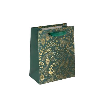 SIGEL Christmas Geschenktas Papier Groen, Goud 23 x 10 x 23 cm 5 Stuks (GT119)