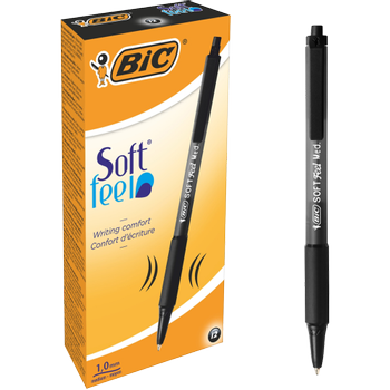 BIC Soft Feel SoftFeel® Intrekbaar Balpen Zwart 0,4 mm Medium Balpen 12 Stuks (837397)