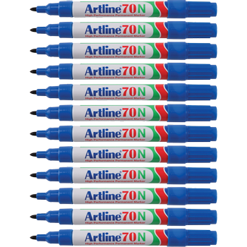 ARTLINE 70N Permanentmarker Medium Ronde punt - 1,5 mm Blauw Navulbaar Waterbestendig 12 Stuks (EK70)