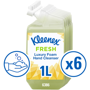 KLEENEX Botanics Handzeep navulling Schuim Aloë Vera en komkommerextracten Groen 6386 6 Stuks à 1 L (6386)