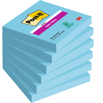 POST-IT Super Sticky Notes 76 x 76 mm Blauw Vierkant Blanco 6 blokken à 90 Vellen (70005198133)