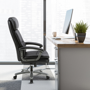 REALSPACE Zeus Directiestoel Basis mechanisme Kunstleder Vaste armleuning In hoogte verstelbare zitting Zwart 150 kg (2088460)