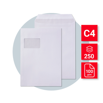 VIKING enveloppen met venster C4 229 (B) x 324 (H) mm zelfklevend wit 100 g/m² 250 stuks (2957533)