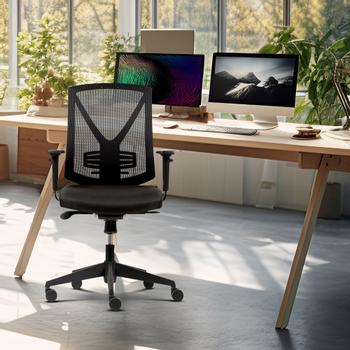 REALSPACE Karl Bureaustoel Synchroonmechanisme Mesh In hoogte verstelbare armleuning Hoogteverstelbare zitting Zwart 110 kg 640 x 695 mm (3075047)