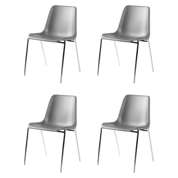 NOWY STYL Stapelbare stoel Beta Kunststof Grijs 4 Stuks (BETA-CHR-05)