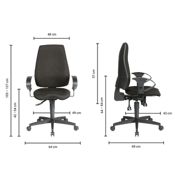 REALSPACE Eiger Bureaustoel Synchroonmechanisme Stof 2D armleuning In hoogte verstelbare zitting Zwart 110 kg 640 x 680 x 1.270 mm (3295893)