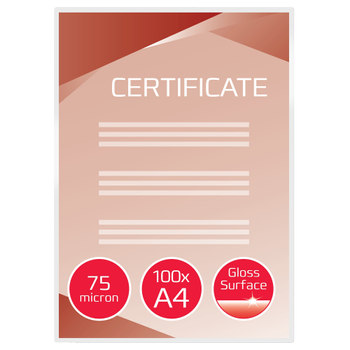 GBC Document Lamineerhoezen A4 Glanzend 75 micron (2 x 75) Transparant 100 Stuks (3740400)