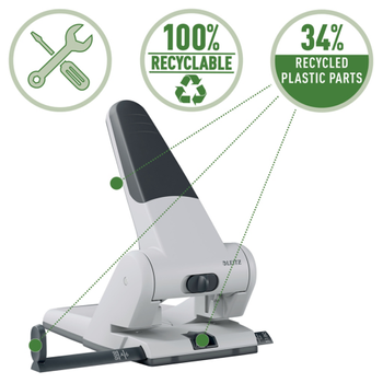 LEITZ 2 gaten stevige perforator 5180 metaal Powersave 65 vellen zwart (51800095)