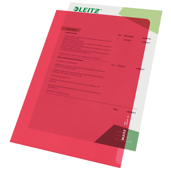 LEITZ Standard L-map A4 Rood PP (Polypropeen) 130 Micron 100 Stuks (4000/25)