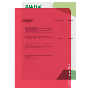 LEITZ Standard L-map A4 Rood PP (Polypropeen) 130 Micron 100 Stuks (4000/25)