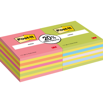 POST-IT Notes Kubus 76 x 76 mm Kleurenassortiment Voordeelpak 2 Blokken van 450 Vellen aan -15% (2028NX2)