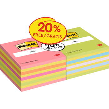 POST-IT Notes Kubus 76 x 76 mm Kleurenassortiment Voordeelpak 2 Blokken van 450 Vellen aan -15% (2028NX2)