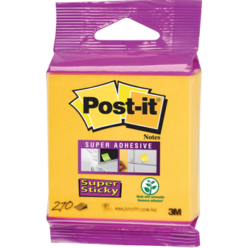 POST-IT Super Sticky Notes 76 x 76 mm Geel Vierkant Blanco 270 Vellen (FT510096553)