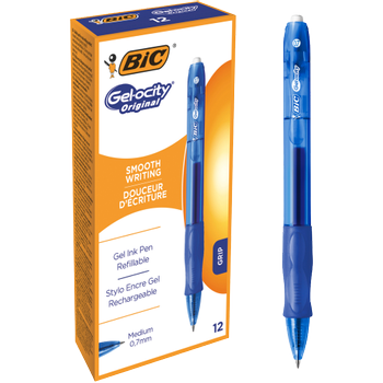 BIC Velocity Intrekbaar Rollerballpen Blauw 0,4 mm Medium Kegelvormig Navulbaar 12 Stuks (526274)