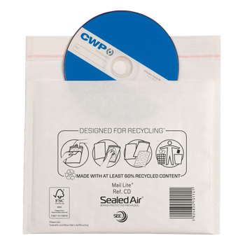 MAIL LITE Luchtkussenenveloppen CD Wit Zonder Venster 180 (B) x 160 (H) mm Kleefstrip 79 g/m² 10 Stuks (100405562)