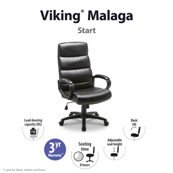 VIKING Malaga Directiestoel Basis mechanisme Kunstleder Vaste armleuning In hoogte verstelbare zitting Zwart 110 kg (4175553)