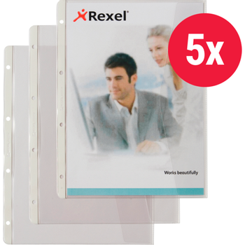 Hetzel Showtassen A4 Generfd Transparant 140 micron PVC (Polyvinylchloride) Rechts 4 Gaten 5 Stuks (227784)